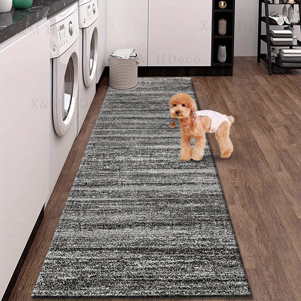 ultra soft gray runner rug non slip washable polyester with memory foam cushion for kitchen laundry room   multiple sizes   details 1