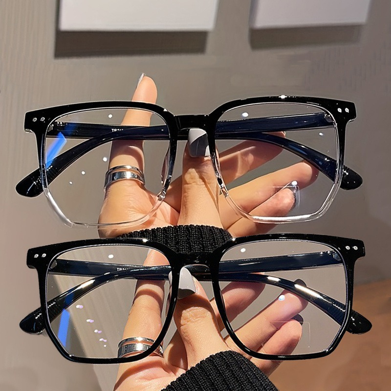

1pc Unisex Rectangular Square Frame Glasses, Retro Anti-blue Light, Clear Lens, Fashion Accessory For Men And Women