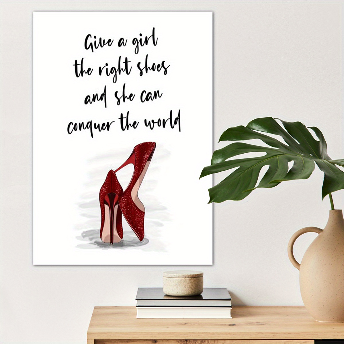 chic red high heel canvas wall art perfect living room Temu