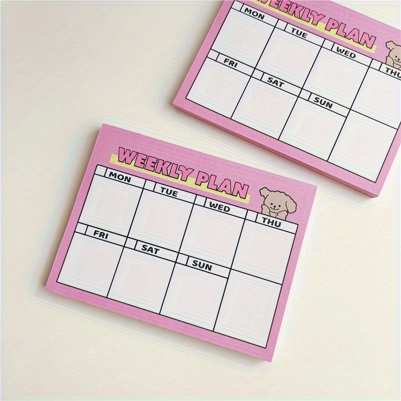 

Cute Cartoon Weekly Planner Memo Pad - 50 Sheets, Diy Notepad For School & , Aesthetic Stationery Gift