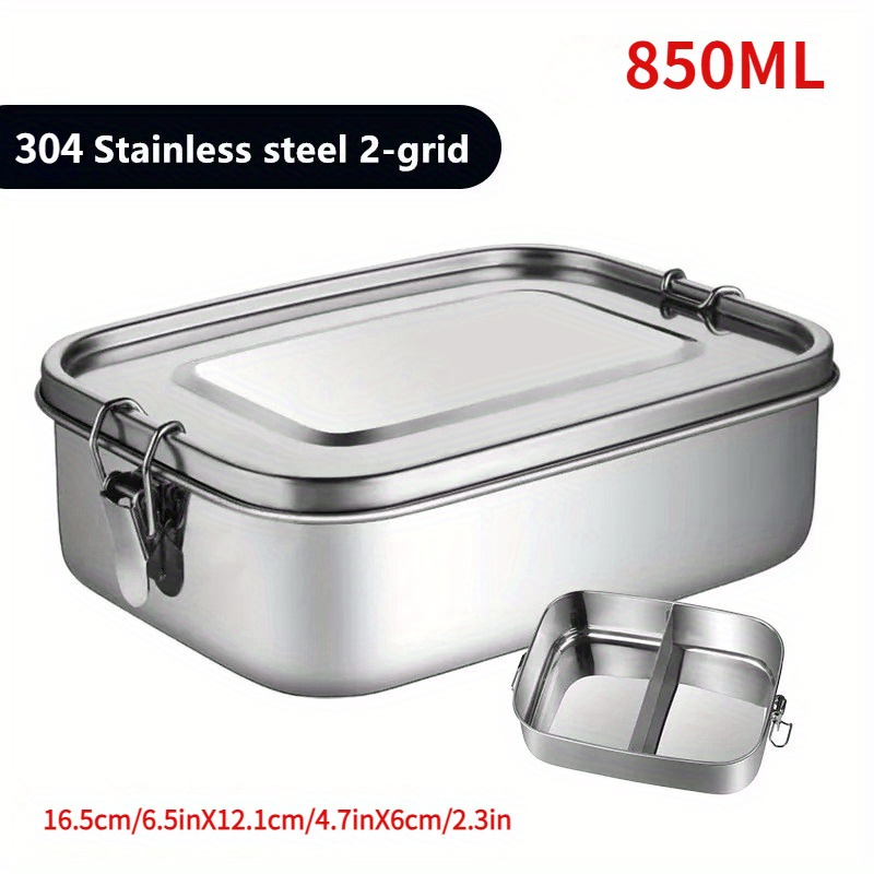 easy and stylish 304 stainless steel student lunch box back to school insulated lunch box with lid and double   sealed lunch box rectangular thickened double compartment box bento box