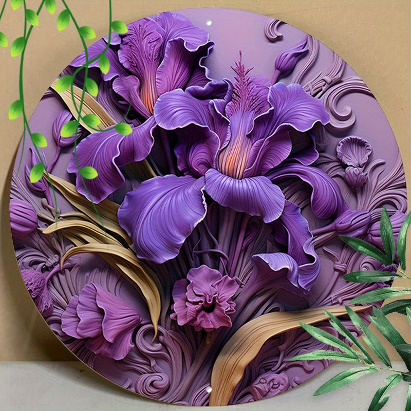 

1pc 8x8inch (20x20cm) Round Aluminum Sign Metal Sign Funny Blooming Lilac Print Decorations Sign For Home Office Coffee Cafe Decor