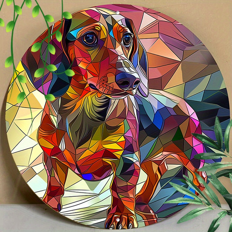 

1pc 8x8inch (20x20cm) Round Aluminum Sign Metal Sign Funny Dachshund Retro Tin Sign For Outdoor, Indoor, Office, Business, Bathroom Signs Decor