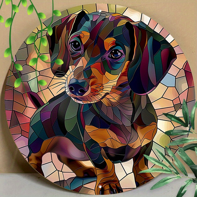 

1pc 8x8inch (20x20cm) Round Aluminum Sign Metal Sign Funny Dachshund Vintage Style Metal Sign Wall Decor Funny Decoration