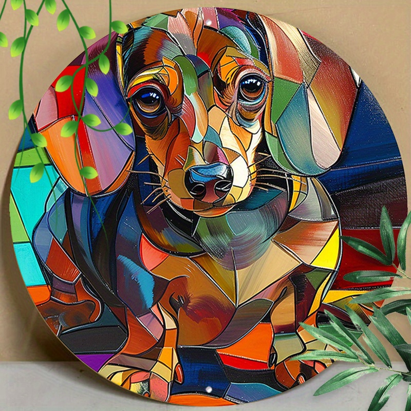 

1pc 8x8inch (20x20cm) Round Aluminum Sign Metal Sign Funny Dachshund Vintage Tin Sign Wall Decor For Patio Home Kitchen Room Garage