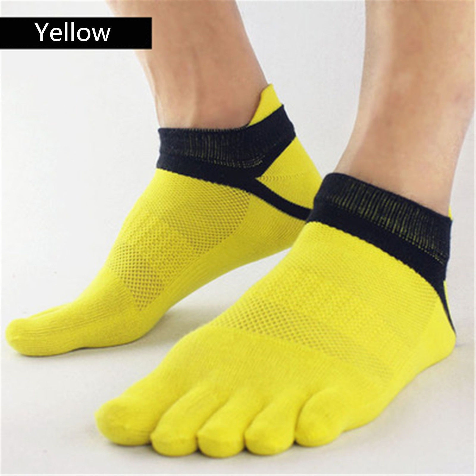 TEMU Men's Breathable Cotton 5-toe Ankle Socks - Running, Cycling & Hiking