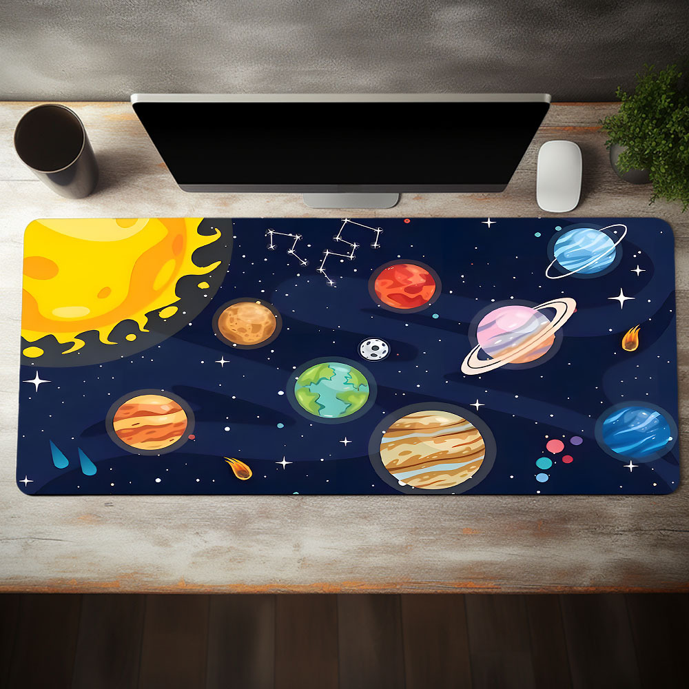 

1pc Cool Colorful Planet Design Large Gaming Mouse Pad E-sports Office Desk Mat Keyboard Pad Natural Rubber Non-slip Computer Mouse Mat Suitable For Home Office Games As Gift