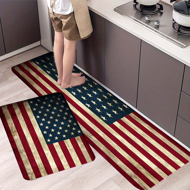

1pc, Soft Floor Mat - Soldier's Day, Anniversary, Kitchen Decoration Printed Home, Bathroom Decoration Carpet, Popular Fantasy Kitchen, Independence Day In The United States