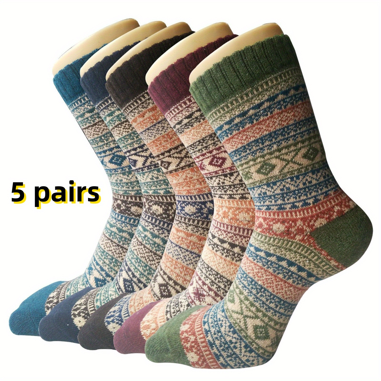 

1/5 Pairs Women's Winter Warm Thick Soft Mid-calf Socks Warm And Thickened Socks