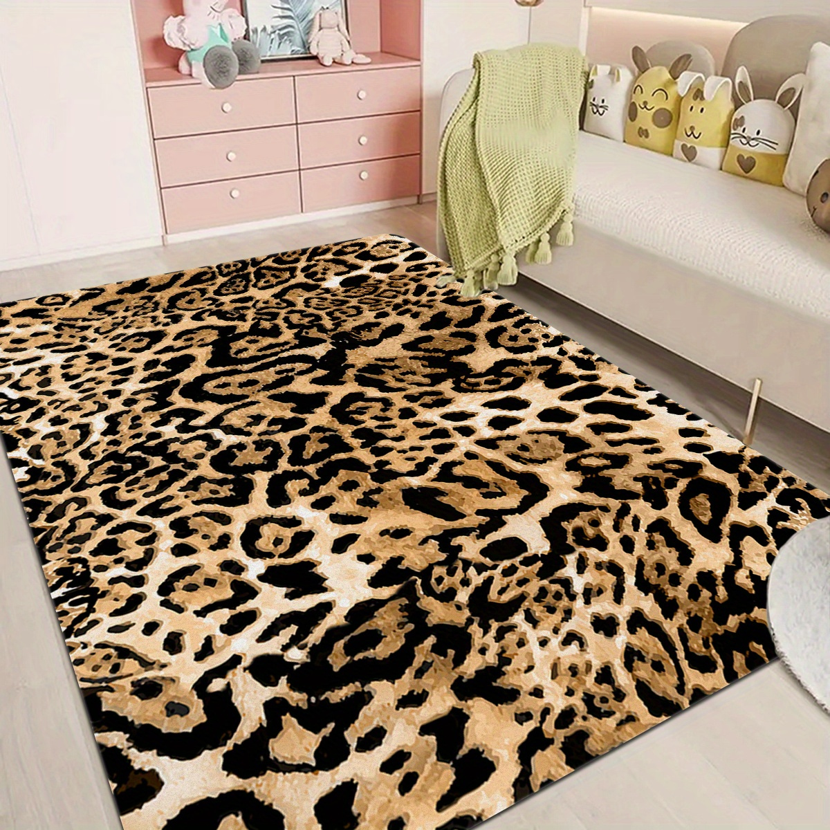 

1pcs Vintage Simple Living Room Leopard Rug Floor Mat, Floating Window Coffee Table Rug, Home Soft Area Rug, Bedroom Decorative Floor Mat, Elegant Room Decor Rug, Modern Home Decor, Room Decor