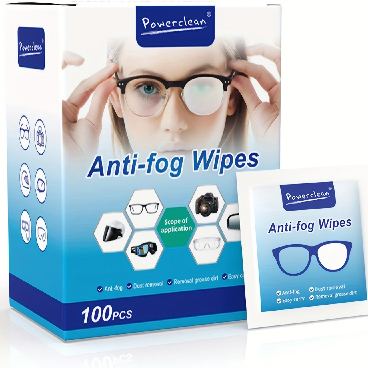 

100pcs Eyeglass Cleaner Lens Wipes, Pre-moistened Individually Wrapped Wipes, Non-scratching, Non-streaking, Anti-fog, Safe For Eyeglasses, Goggles, Camera Lenses, And Cleaning Supplies