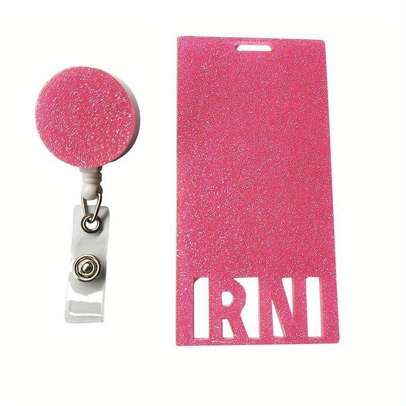 1pc Registered Nurse Rn Glitter Badge Buddy Vertical Badge Holder with Retractable Tags Gift for Nurse Coworkers,Food,Home,Flower,Flowers,Valentine