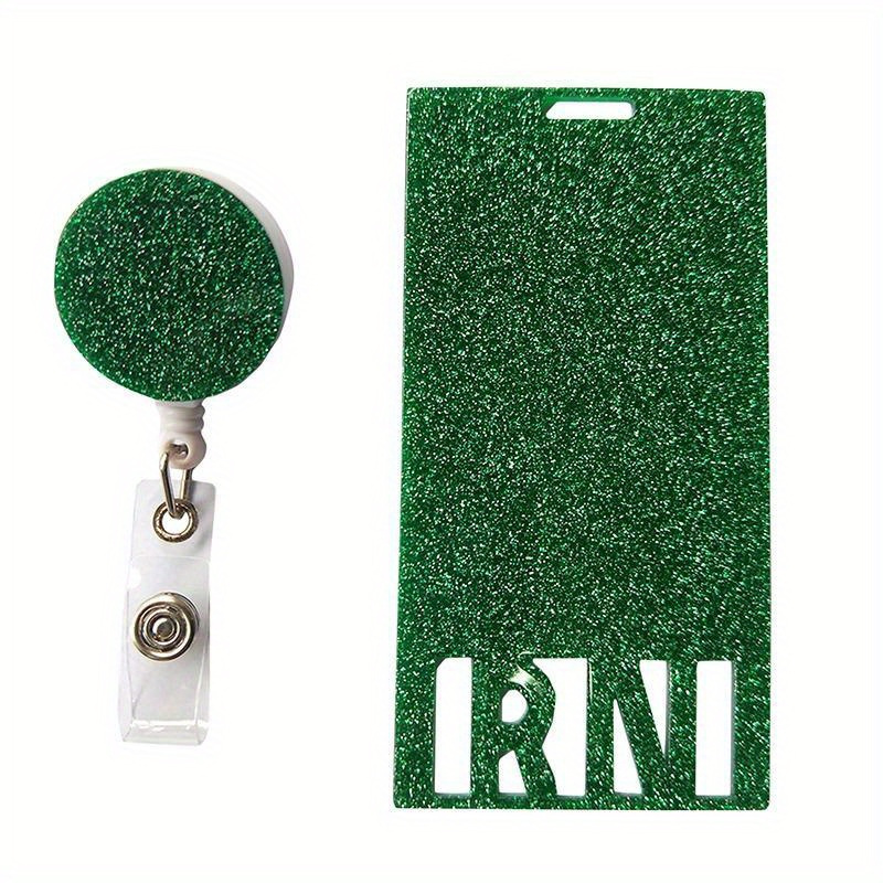 1pc Registered Nurse Rn Glitter Badge Buddy Vertical Badge Holder with Retractable Tags Gift for Nurse Coworkers,Food,Home,Flower,Flowers,Valentine