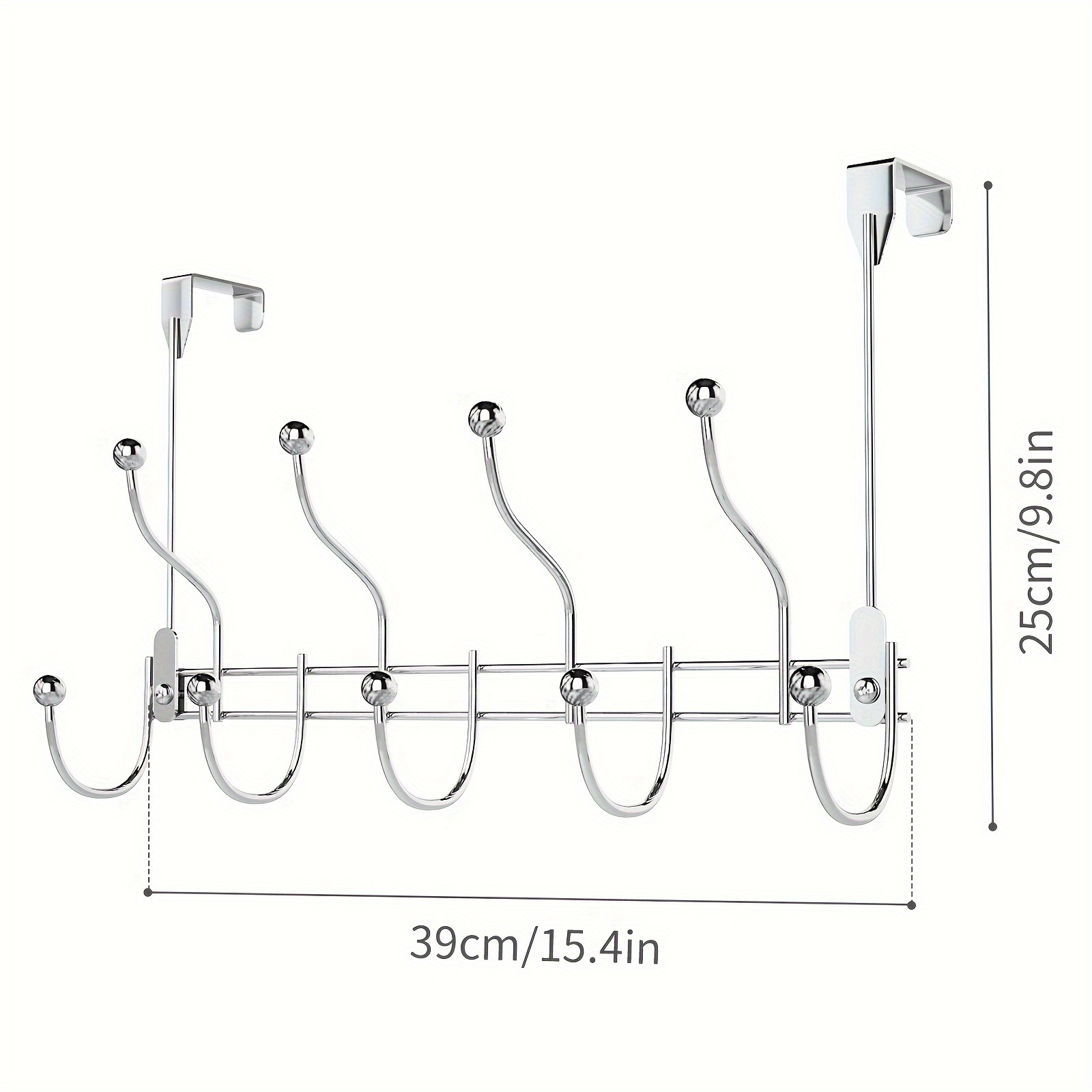 1pc Over The Door 9-hook Metal Rack, Behind The Door Coat Hanger,  Waterproof Durable Rack Great For Hanging Coats, Towels, Hats, Robes,  Bedroom