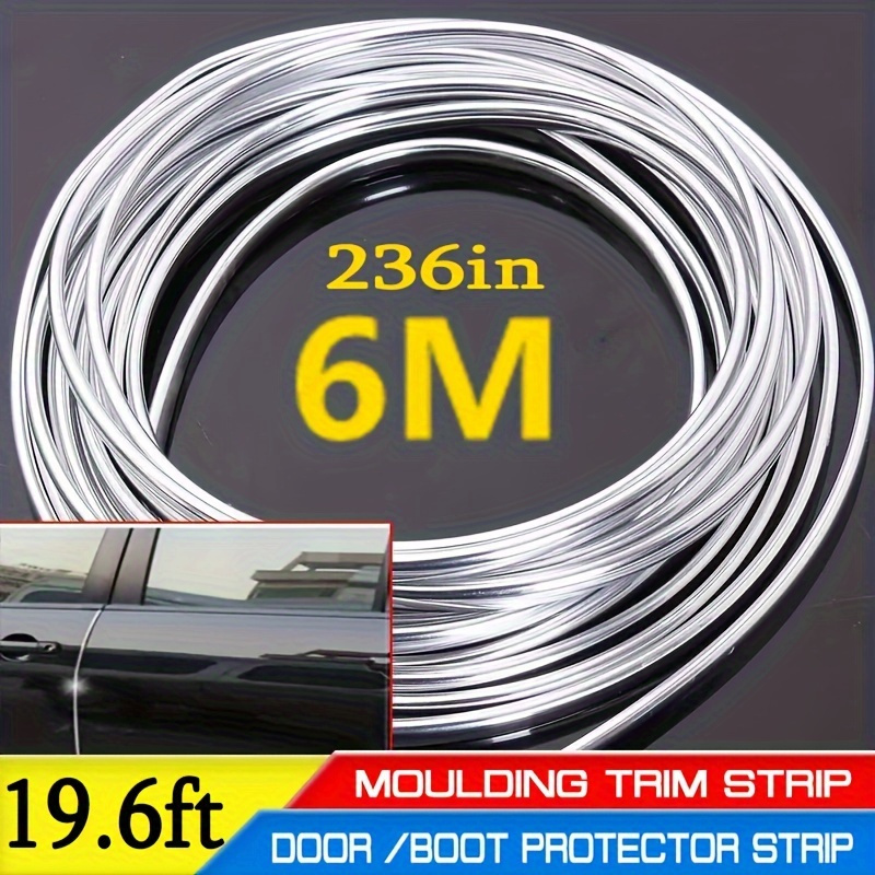 

6m/236.22in Car Door Chrome Moulding Trim Strip Edge Scratch Guard Protector Cover Strip Roll Chrome Styling Moulding Trim Strip