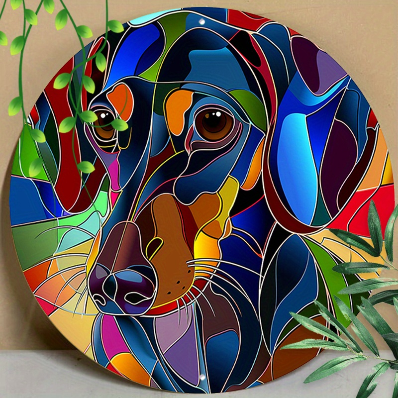 

1pc 8x8inch (20x20cm) Round Aluminum Sign Metal Sign Retro Dachshund Retro Tin Sign Wall Decor For Patio Home Kitchen Room Garage