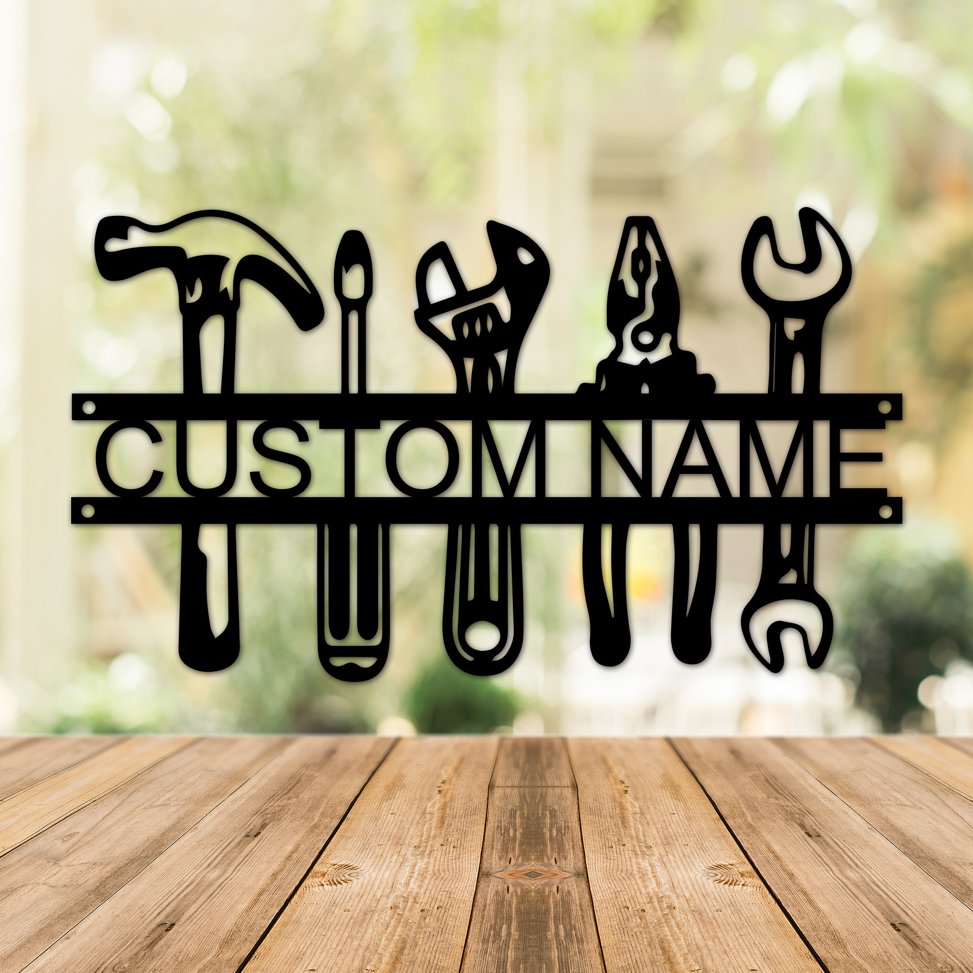 

1pc Customized Name Personalized Industrial Style Logo Gift Factory Workshop Tools Metal Wall Decoration Art Decoration Home Life Accessories Metal Background Decoration