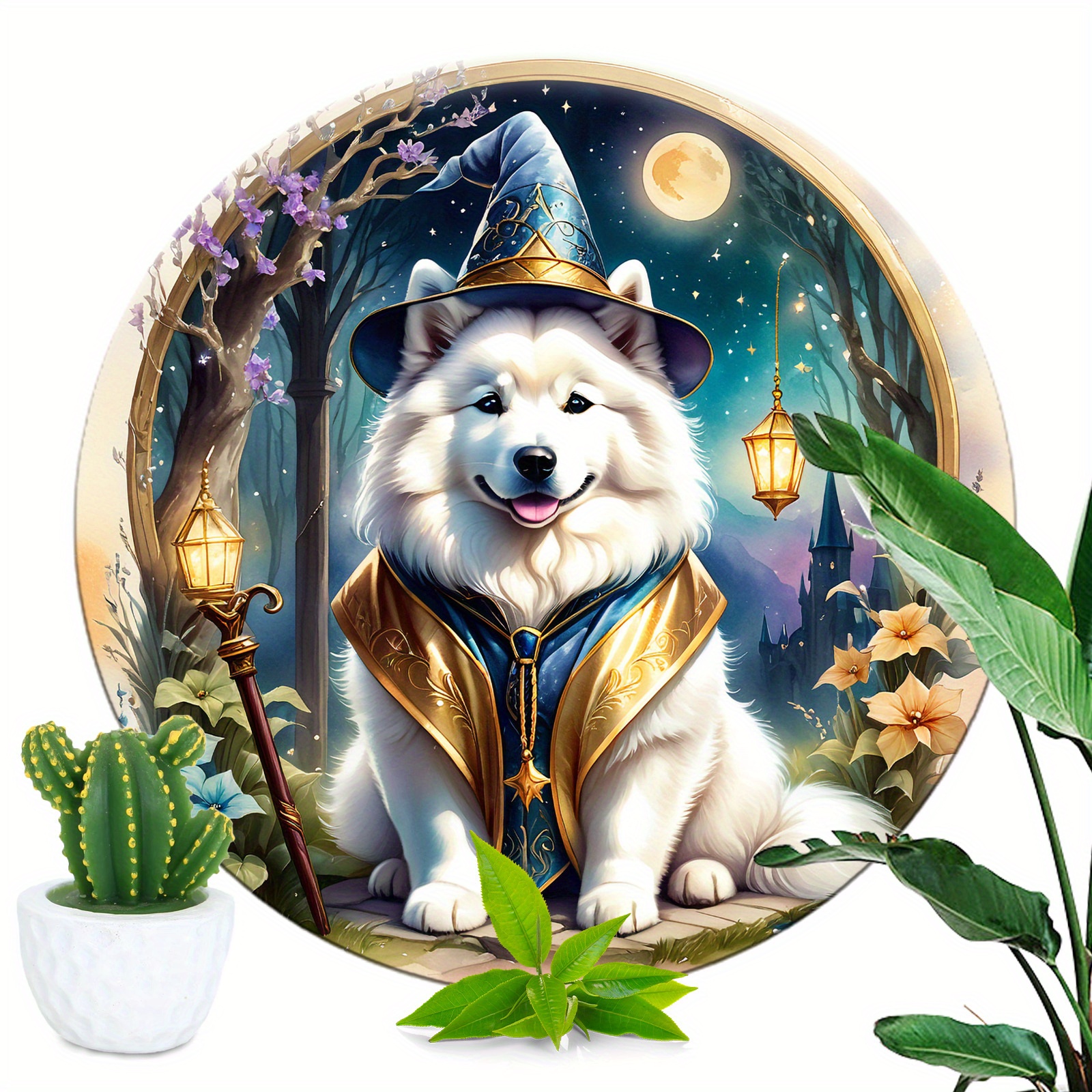 

1pc 8x8inch(20x20cm) Round Aluminum Sign Metal Sign, Cute Funny Dog Samoyed Metal Wall Sign For Home Restaurant Garage Cafe Garden Decor