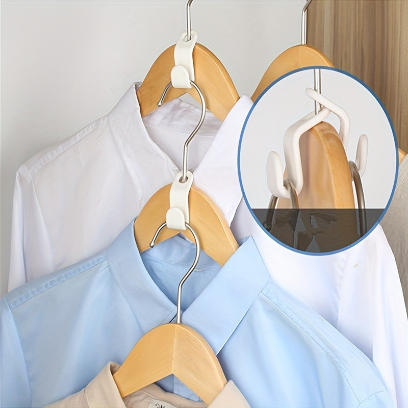 

50pcs/set Mini Clothes Hanger For Closet, Connector Hooks, Cascading Plastic Wardrobe Coat Organizer Rack, Holder Space Saving, Home Room Supplies