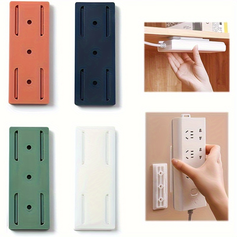 

1pc Socket Storage Bracket, Self-adhesive Wall Hook, Socket Organizer, Holder, Traceless Wall Mount, Seamless Strip Bracket