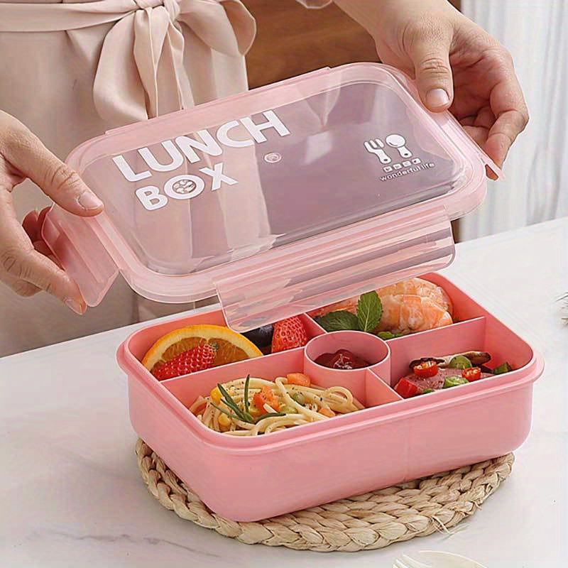 

1pc 1000ml/33.8oz Lunch Box, Divided Lunch Box, Office Workers Can Microwave Heating Bento Box With Tableware, Home Kitchen Supplies