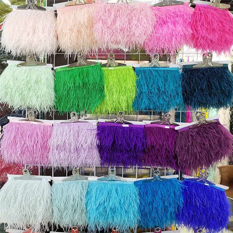 

1 Yard Faux Ostrich Feather Fringe Trim, Multicolor Feather Ribbon For Costume Decoration, Diy Craft Sewing Accessory