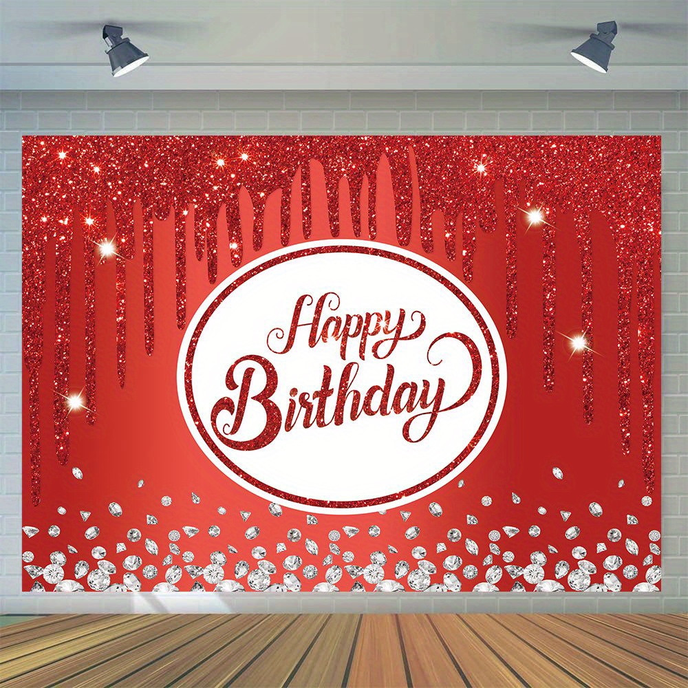 

1pc, Happy Birthday Photography Backdrop, Vinyl Red Quicksand Photo Birthday Party Decorations Portrait Shoot Studio Photo Booth Props