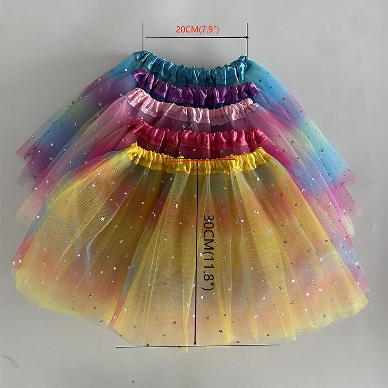 Delicate Sweet Cute Gradient Color Fluffy Skirt Shiny - Temu