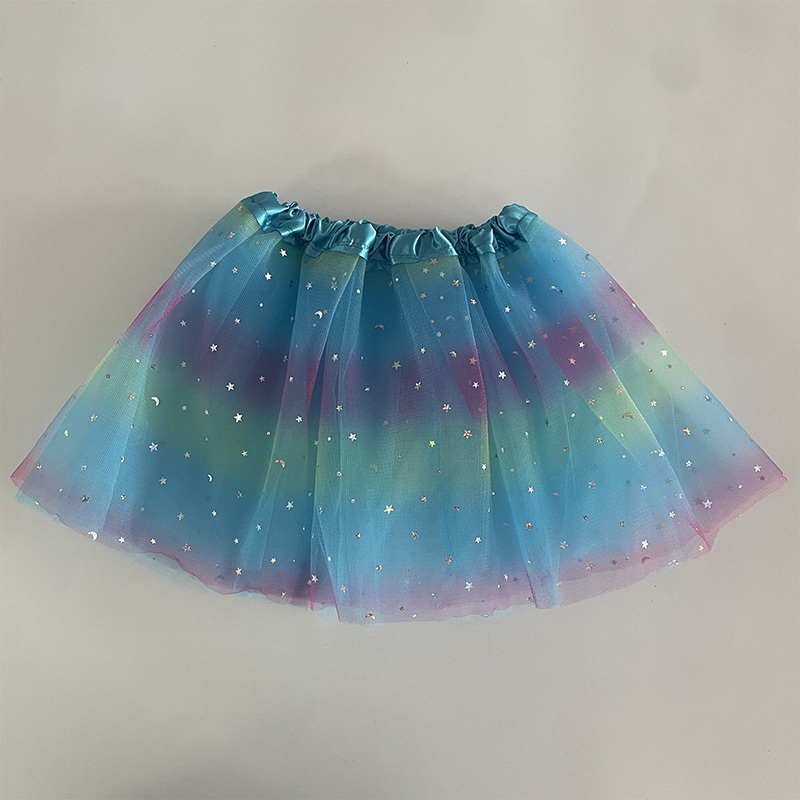 Delicate Sweet Cute Gradient Color Fluffy Skirt Shiny - Temu