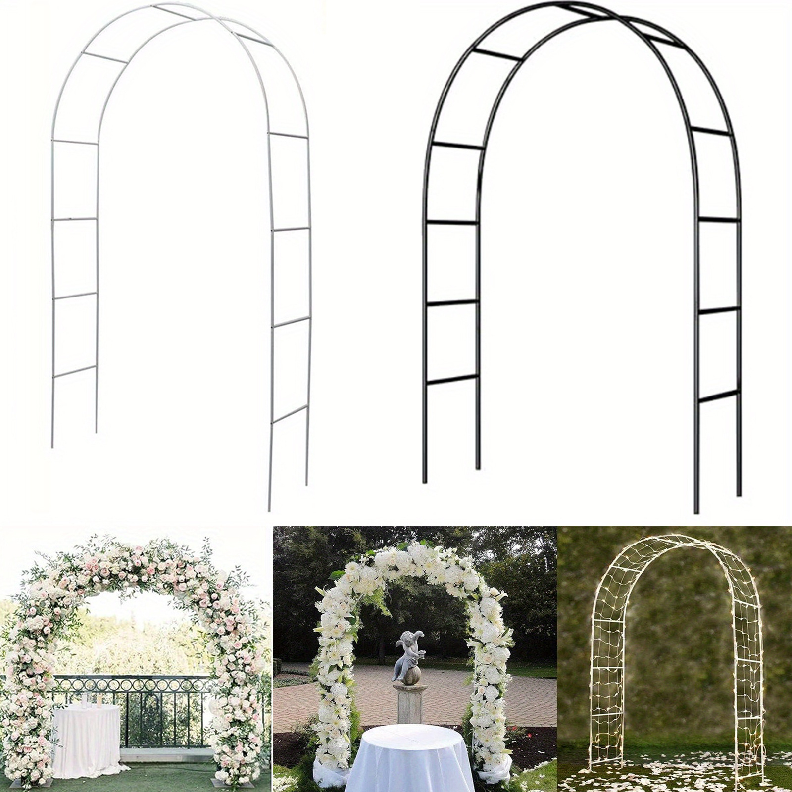 

1pc, Metal Pavilion, Garden Arch, Metal Heavy Steel Frame Supported Arch, Used For Climbing Plants, Roses, Vegetables, Outdoor Decoration, And Large Arch Decoration (excluding Bouquets)