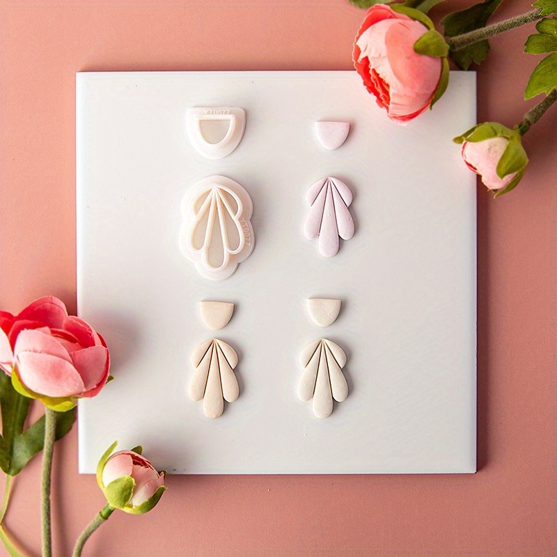 

Unique Geometric Soft Pottery Earrings Clay Mold, Petal Earrings Pendant Shape Cutting Mold Diy Handmade Tool Mold