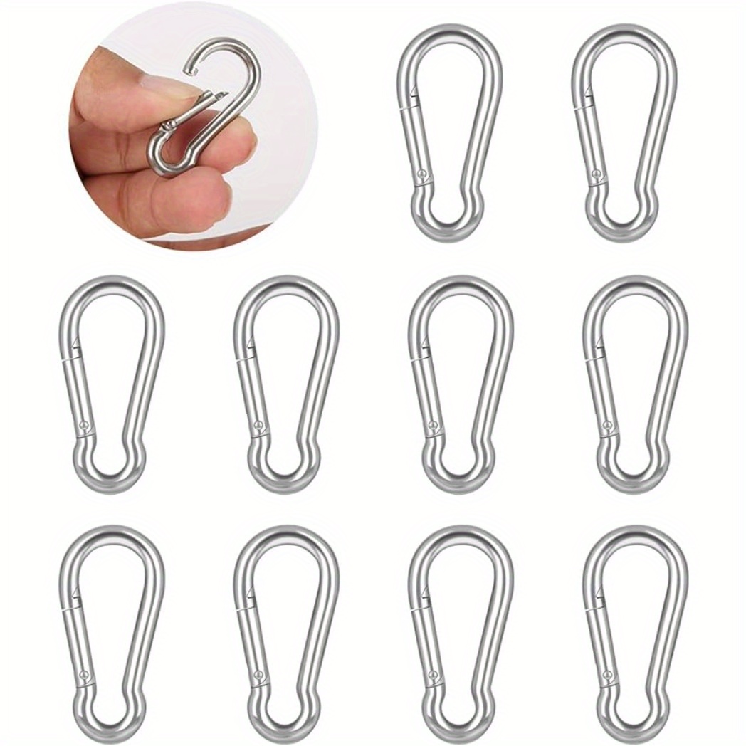 

10pcs Stainless Steel Carabiner Clip Spring-snap Hook - M4 1.57 In Heavy Duty Carabiner Clips For Keys Swing Set Camping Fishing Hiking Traveling