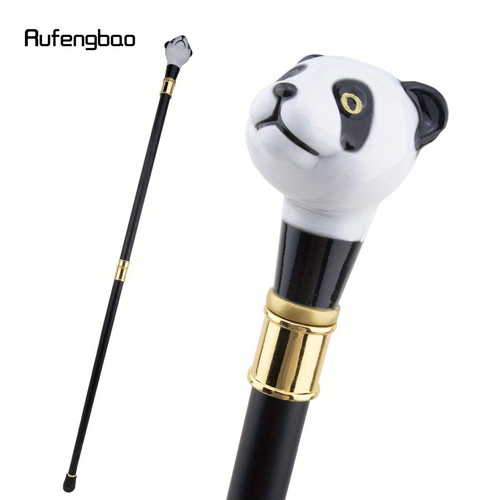 1pc Black White Panda Walking Cane, Fashion Decorative Walking Stick,  Gentleman Elegant Cosplay Cane Knob Crosier