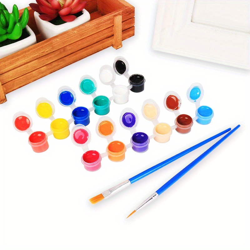 

1 Set, 12 Colors Acrylic Paint, 2 Paint Brushes, 1 Palette, Diy Graffiti Drawing Art Supplies