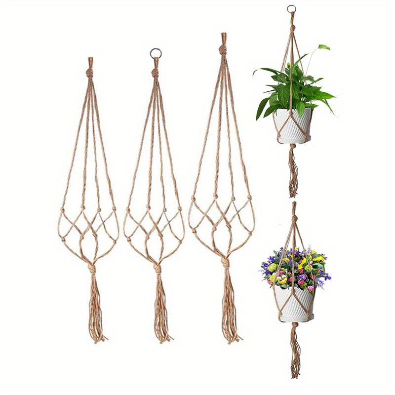 

Handcrafted Tassel Plant Hanger Set - Decorative Flower Pot Stand For Bathroom & Balcony, No Battery Needed