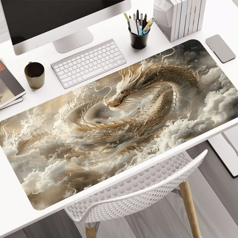 

Handsome Golden Dragon Cloud Mouse Pad Vivid Large Gaming Mouse Pad Non-slip Rubber Base Desk Pad Stitched Edges Keyboard Desk Pad Gift For Teen/boyfriend/girlfriend
