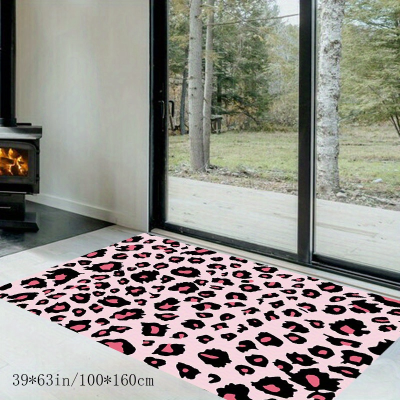 

Crystal Fleece Modern Simple Luxury Pink Leopard Pattern Carpet, Suitable For Use In Hotel Cafe Bread Room Bedroom Living Room Aisle And Other Scenes
