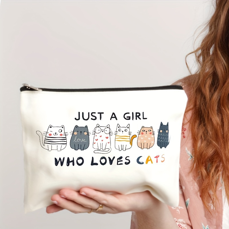 

1pc Cat Makeup Bag For Women, Cute Cat Themed Gifts For Girls, Small Cat Lover Travel Cosmetic Bag, Zipper Pouch For Teens Daughter Sister, Funny Cat Stuff Birthday Christmas Decorations