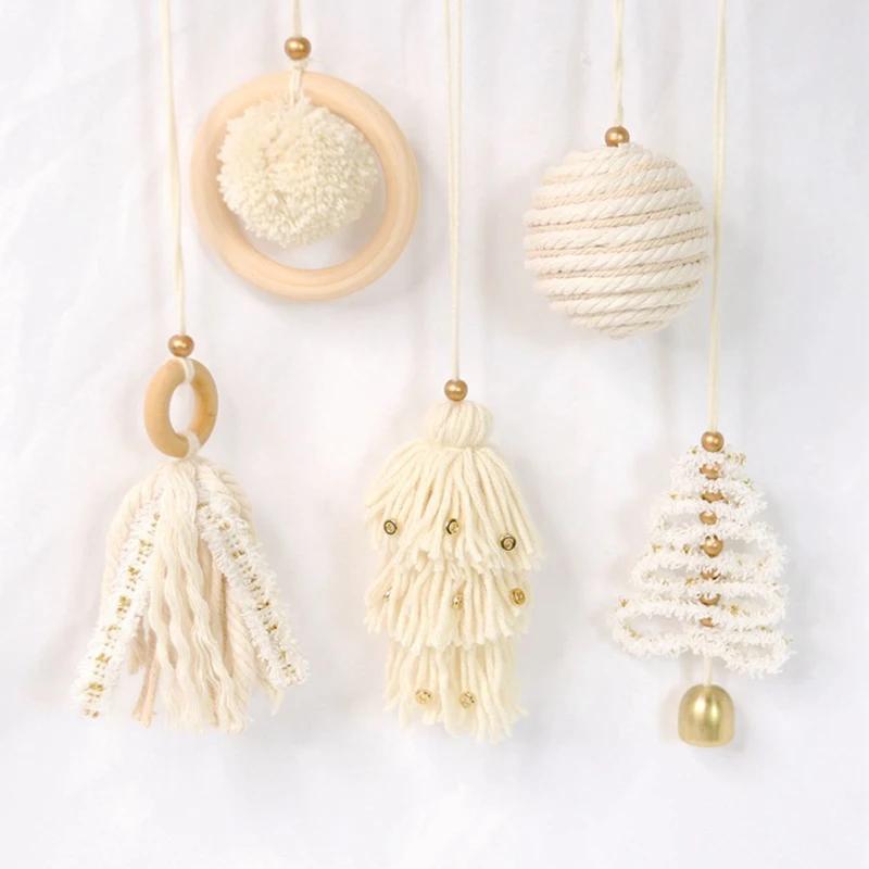 

1pc, Creative Hand Woven Christmas Hanging Decorations Bohemian Macrame Ball Pendants Xmas Tree Drop Ornaments Home Party Supplies