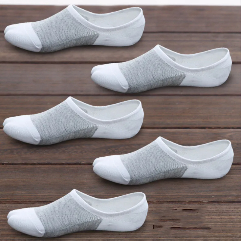 5 Pairs Men's Summer Shallow Mouth Youth Short Socks Invisible Student Low Cut Thin Style