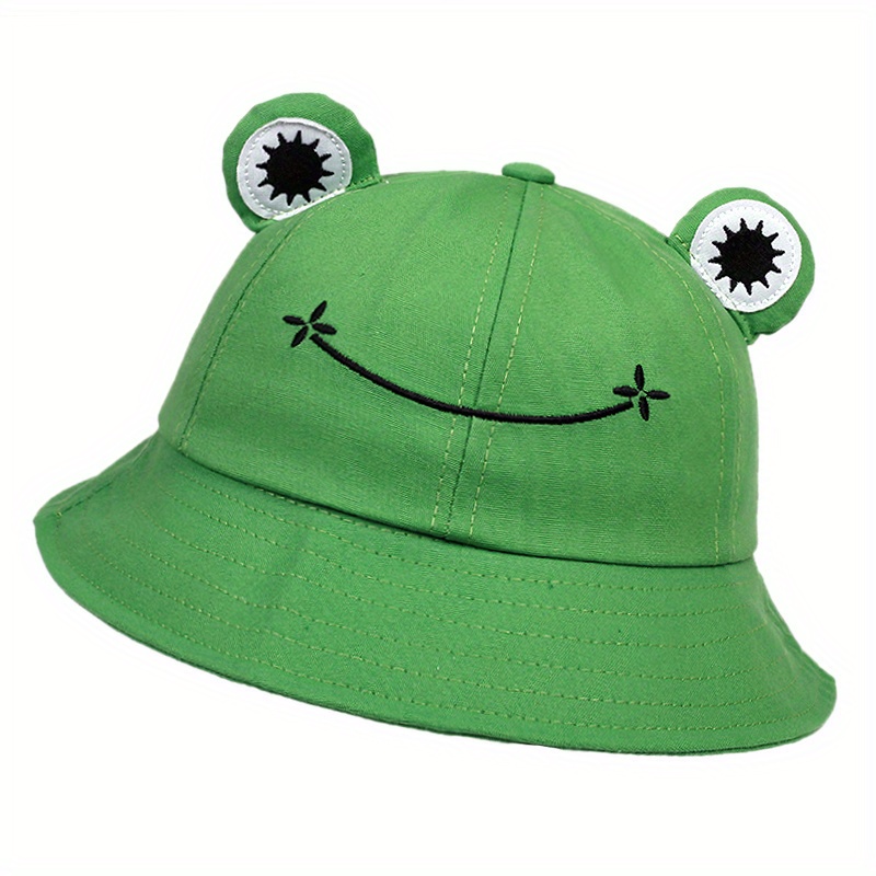 Beige Frog Eye Bucket Hat Animal Embroidered Hat Cute Sun - Temu Canada