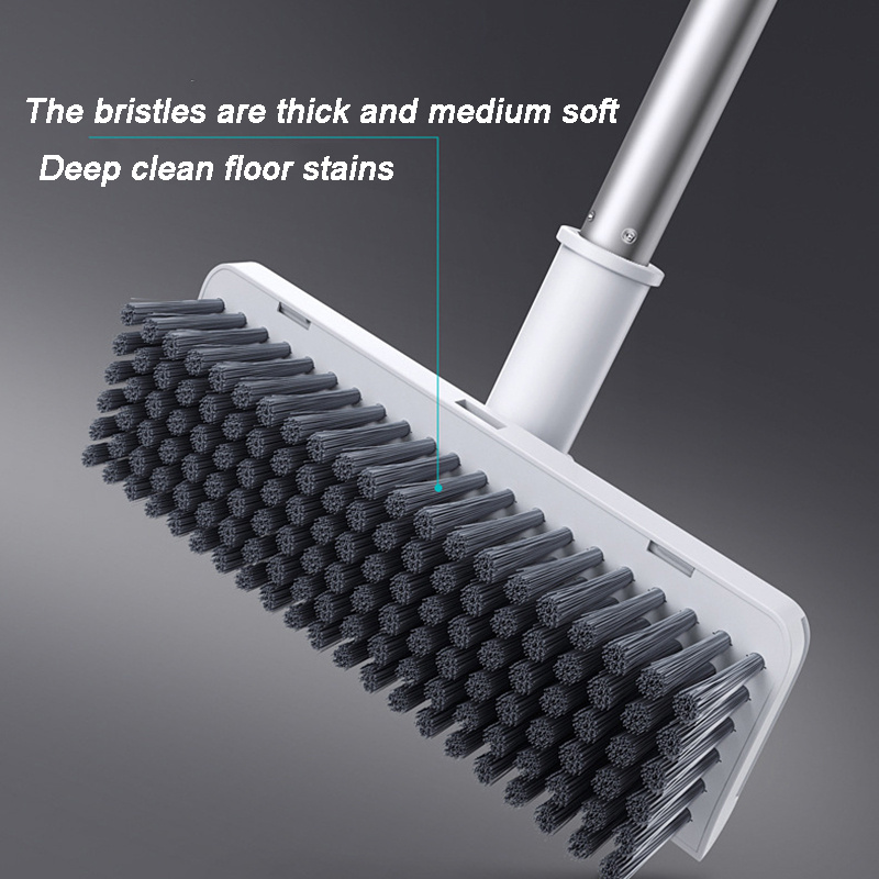 4pcs broom and dustpan set with floor brush thick long handled scrub brush non stick lint cleaning tools for home   dorms details 5