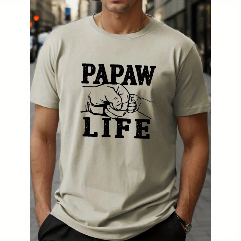 

Plus Size Men's Papaw Life Letter Print Creative Top, Casual Short Sleeve Crew Neck T-shirt, Men's Clothing For Summer Outdoor