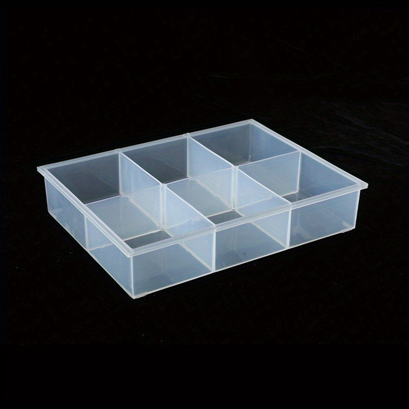 

6-compartment Clear Plastic Organizer Box - Durable Pp Storage Solution For Electronics & Desk Organization, No Lid Included