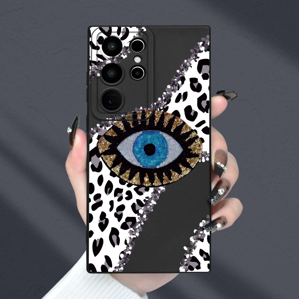 

Devil's Eye Pattern Angel Eye Matte Texture Full Protection Anti-fingerprint Black Tpu Soft Phone Case With Lens Protector For Samsung Galaxy S/a Series Gift For Friend, Women, Men