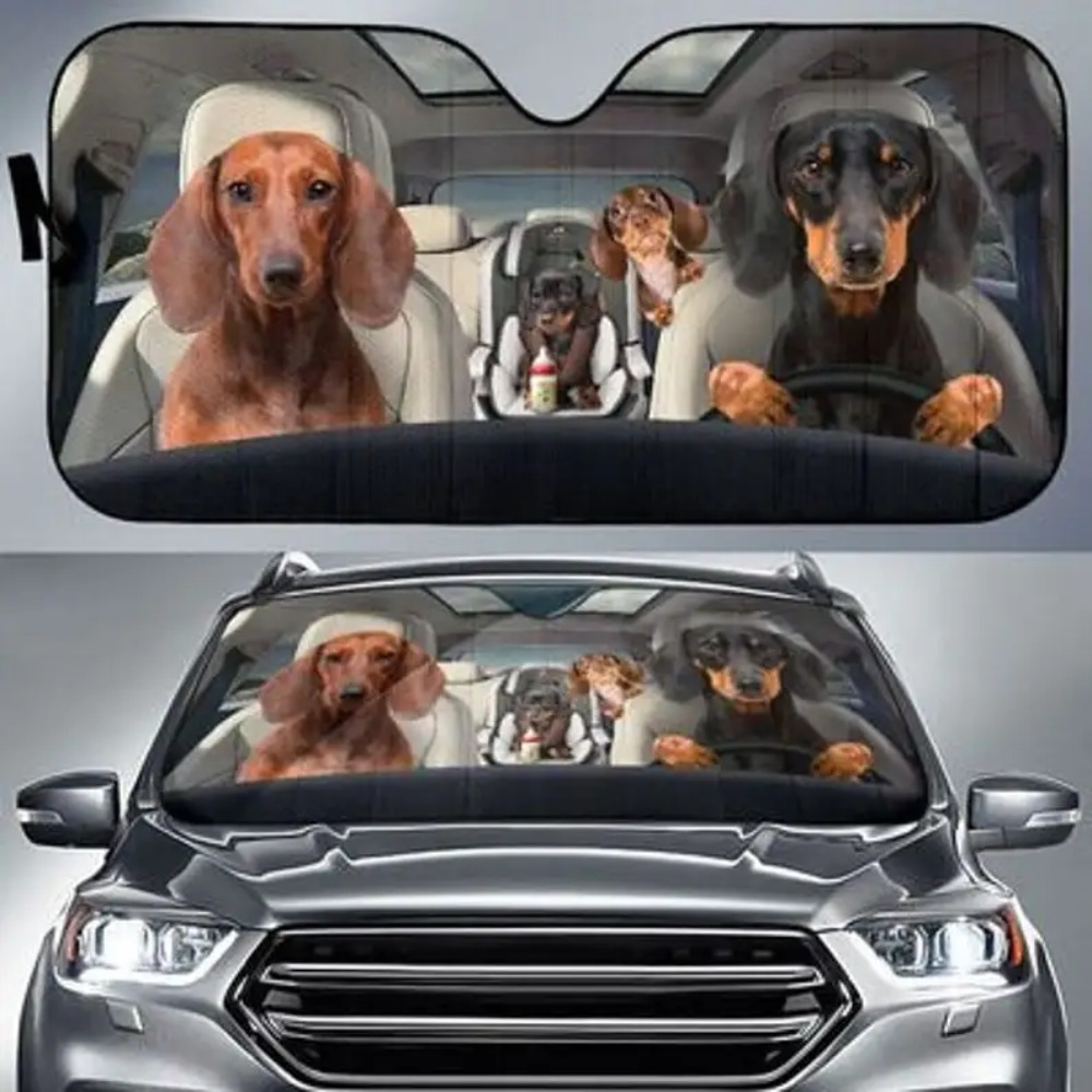 

Cute Dog Print Car Sunshade For Dog Lovers, Windscreen Sun Shield For Car Window Sunshade Cover Foldable Uv Ray Reflector