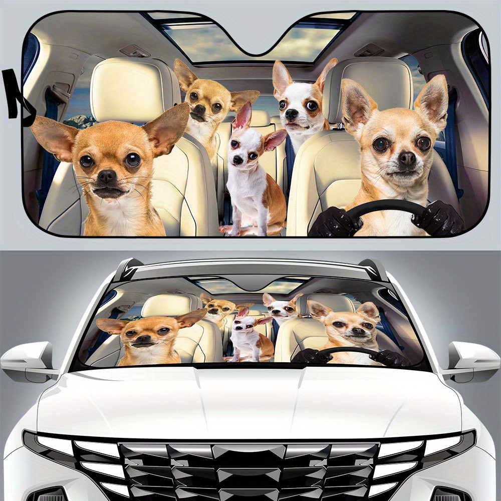 

Chihuahua Car Sunshade, Chihuahua Car Decoration, Windshield For Dog Lovers Gift, Windscreen Sun Shield For Car Window Sunshade Cover Foldable Uv Ray Reflector