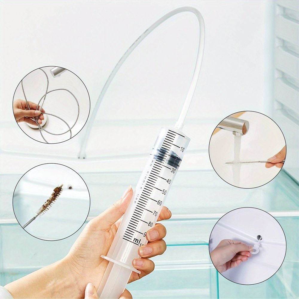 19pcs 59 06inch long reach refrigerator drain cleaning brush kit effective fridge cleaner with suction   hose dredge tool and wash brush for clogged drains and odor removal details 0