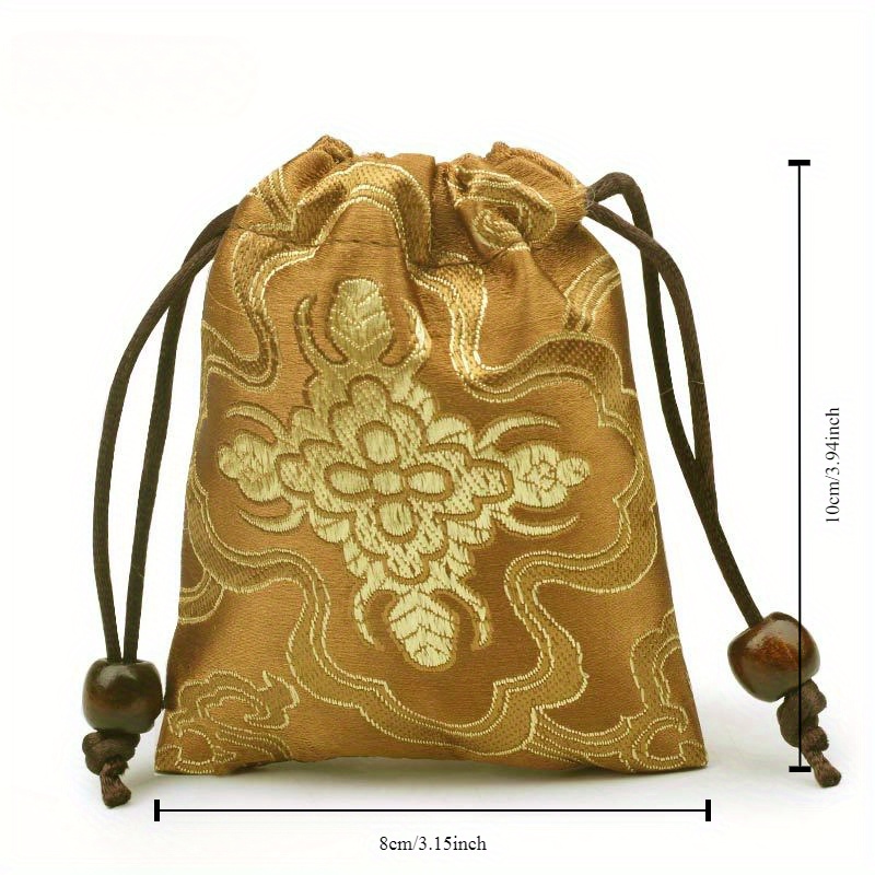 1pc Lucky Drawstring Bag, Mini Pouch, Bead Bracelet Bag, Jewelry Ornament Bag, Auspicious Cloud Designed Lucky Bag, Small Gift Pouch