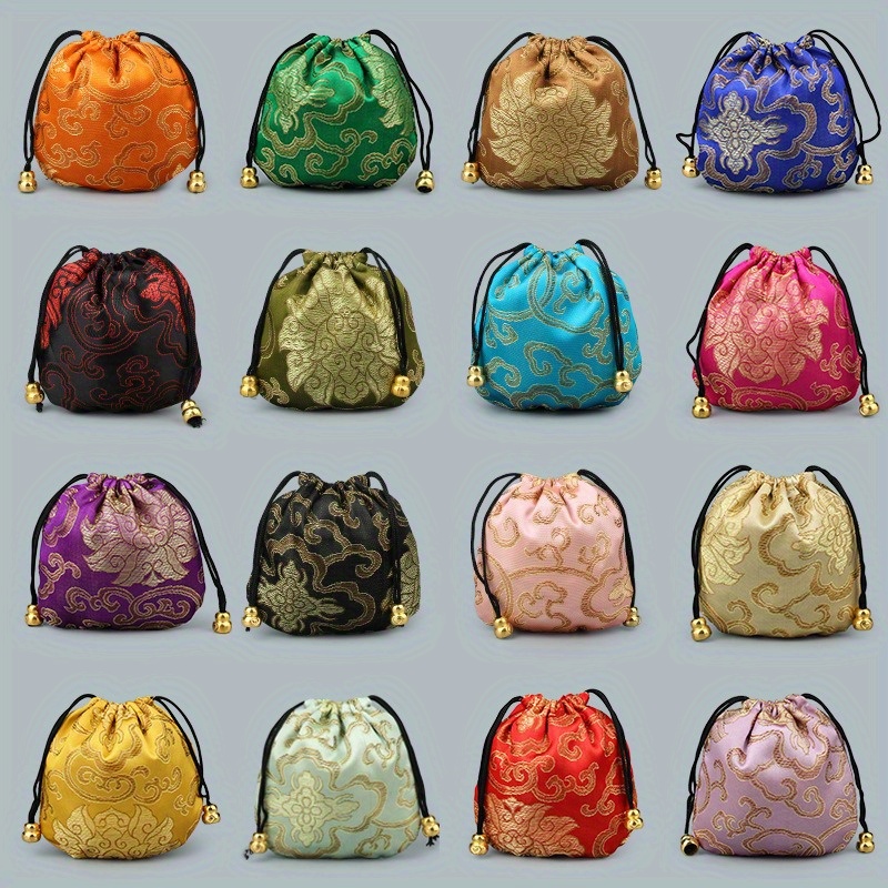 1pc Lucky Drawstring Bag, Mini Pouch, Bead Bracelet Bag, Jewelry Ornament Bag, Auspicious Cloud Designed Lucky Bag, Small Gift Pouch